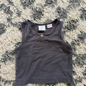 Zara Kids Charcoal Gray Tank Top with Decorative Button